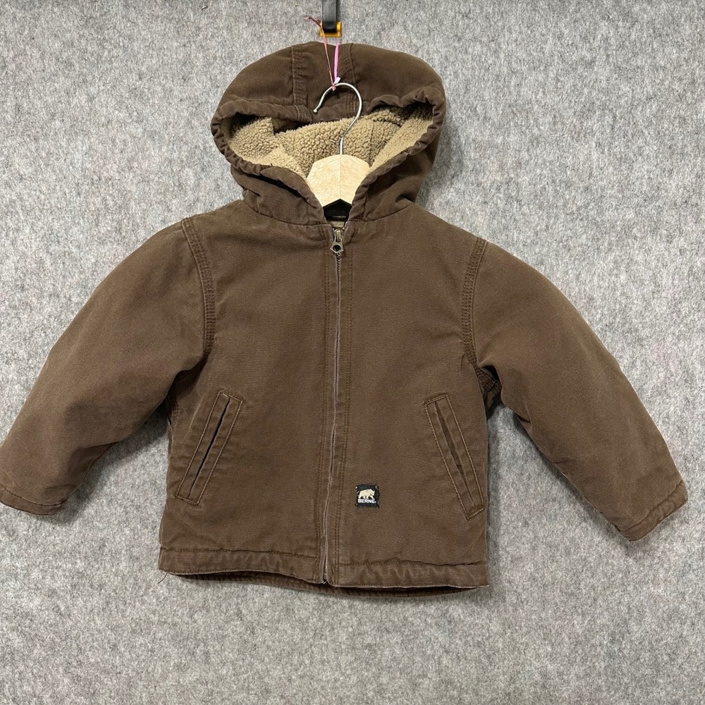 BERNE Kids Workwear Brown Sherpa Lined Hooded Jacket Size 3T